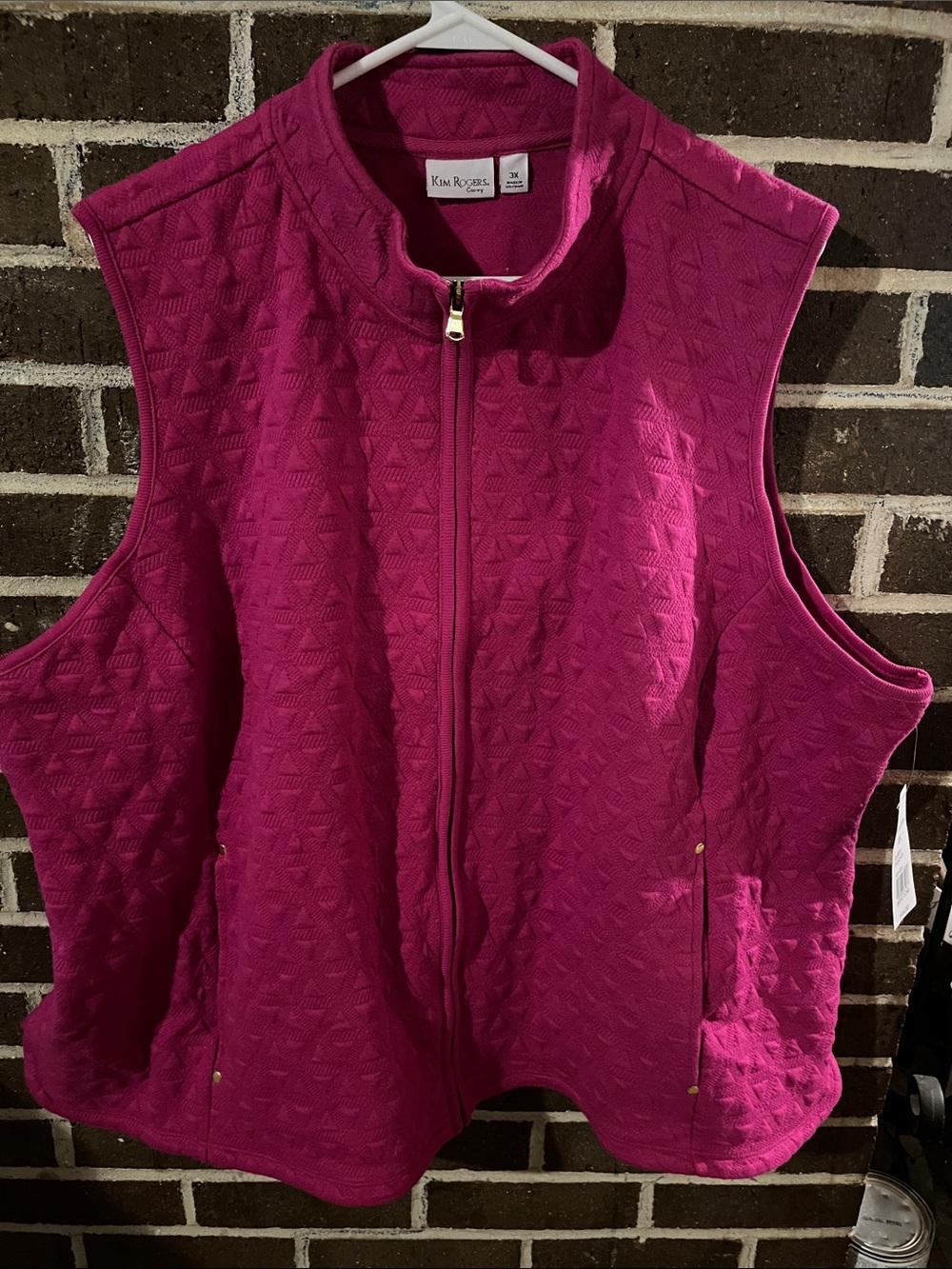 Kim Rogers Fuchsia Quilted Zip Vest